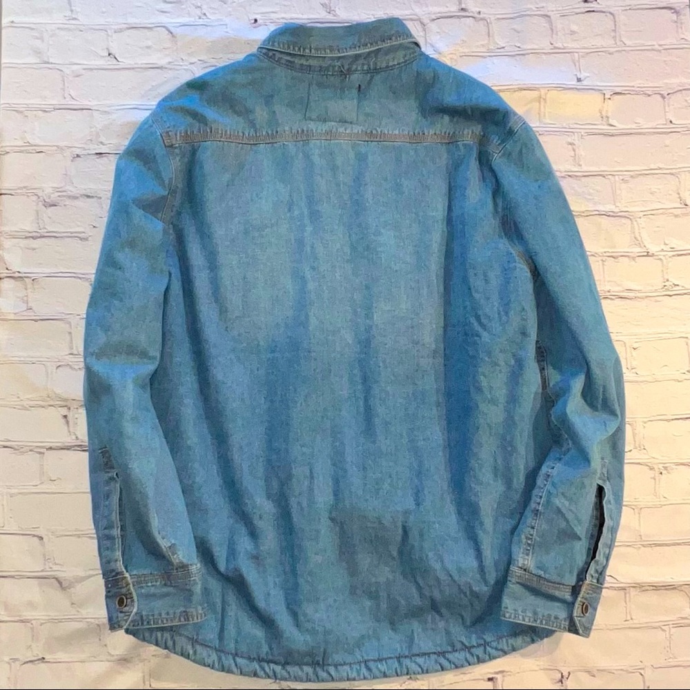 LEE SHERPA LINED BLUE DENIM DURABLE WARM SHIRT JACKET - Picture 2 of 8